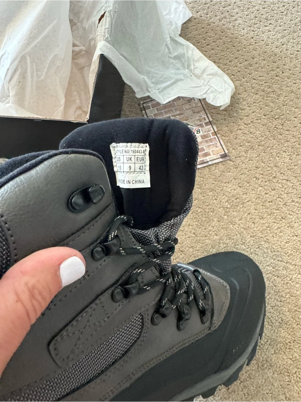 Men's Black Gray Waterproof Work Boots